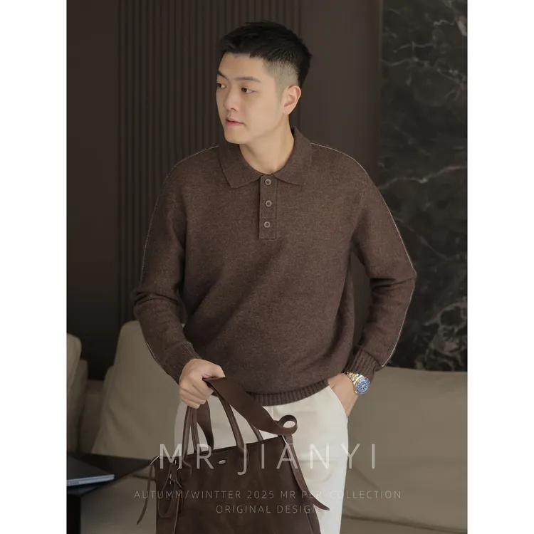 MR JIANYI  秋冬「肩际勾勒」polo领针织衫暖绒感知商务休闲毛衣男