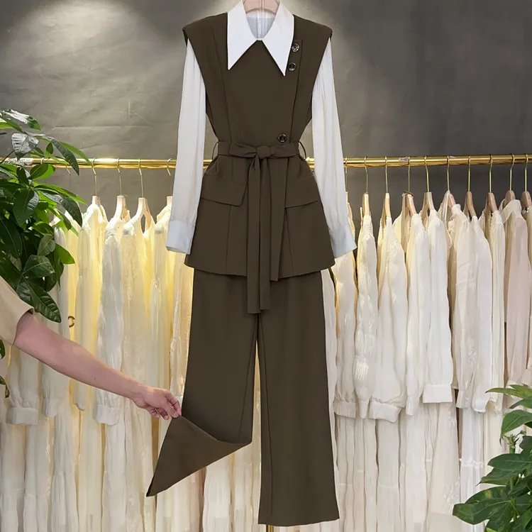 〈纪朵研〉1224时尚休闲风气质轻熟风拼接时尚三件套