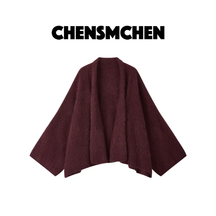 CHENSMCHEN 100绵羊毛披肩开衫女早秋穿搭气质斗篷上衣CSZ9515TT
