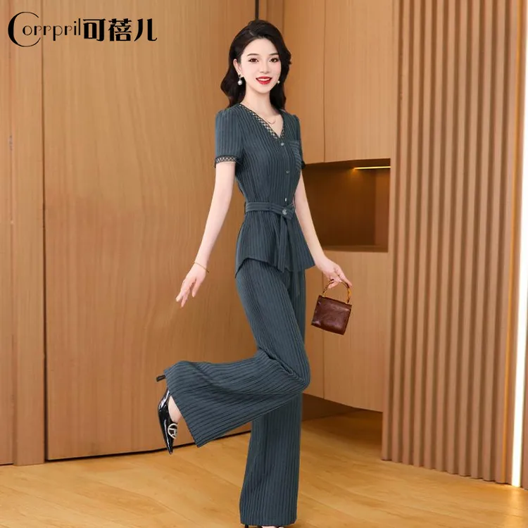 【可蓓儿】品牌职业套装女夏2025新款杭州高端品牌气质显瘦两件套裤