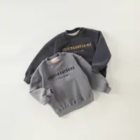 儿童冬季加绒加厚重工刺绣字母中大童圆领休闲卫衣 32312