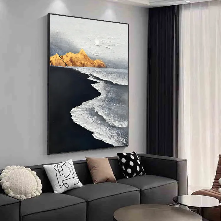 轻奢简约风日照金山装饰画沙发墙挂画壁画玄关抽象画客厅落地画