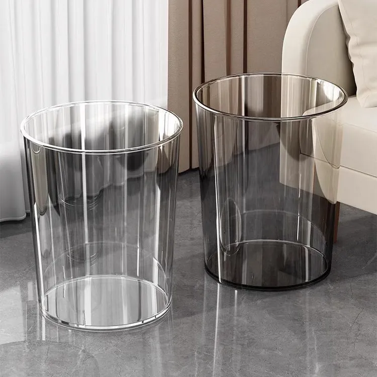 垃圾桶ins风高颜值家用高级感开口式拉圾筒客厅透明简约纸篓轻奢
