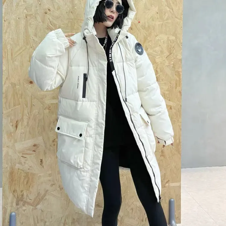 2602中长款长款保暖英伦风保暖情侣白色秋冬毛领