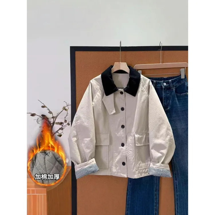 巴恩风感加厚风衣外套女2025秋冬季流行时尚洋气休闲棉服上衣