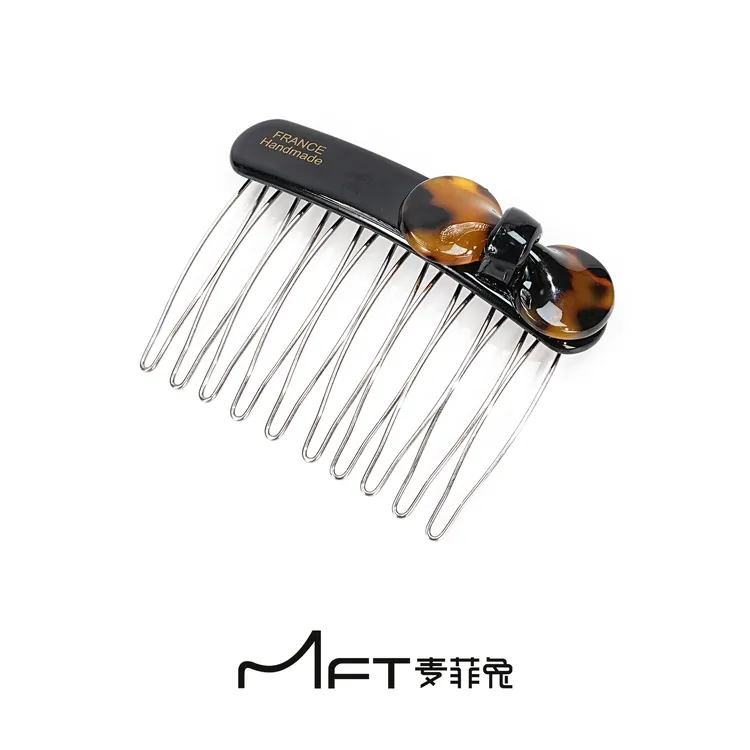 领结发梳倒插梳醋酸蝴蝶结刘海发夹高颅顶百搭侧边防滑发夹