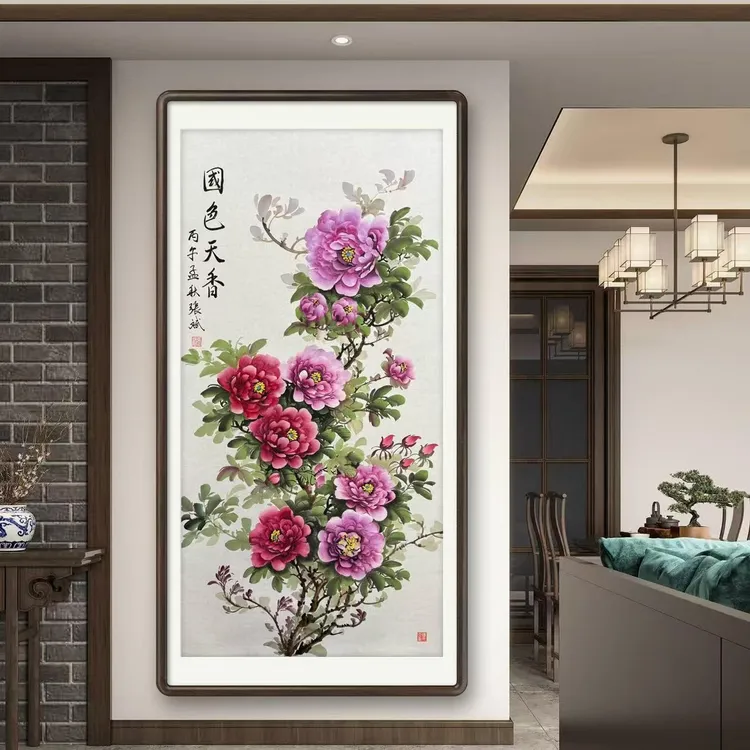 《花开富贵》纯手绘花鸟国画四尺竖幅牡丹花玄关挂画文玩书画直播间商品图