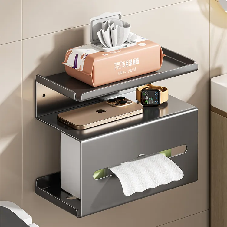 卫生间纸巾盒免打孔壁挂式厕所抽纸盒浴室防水卷纸架厕纸置物架