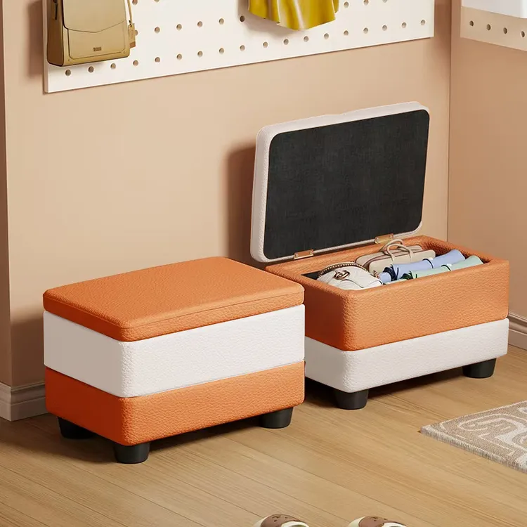 沙发凳灰色透明色凳创意客厅凳子板凳收纳箱储物凳