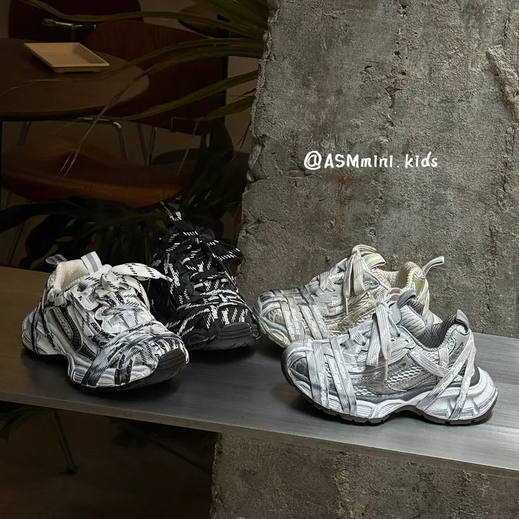 巴拉儿童老爹鞋潮流炸街做旧女童运动鞋蜘蛛侠绑带男童大童跑步鞋