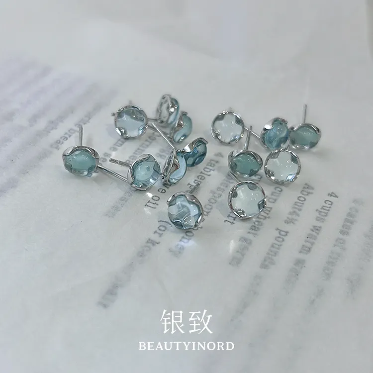 925银耳饰 蓝色耳钉适合夏天的耳环2025爆款高级感轻奢气质耳饰女