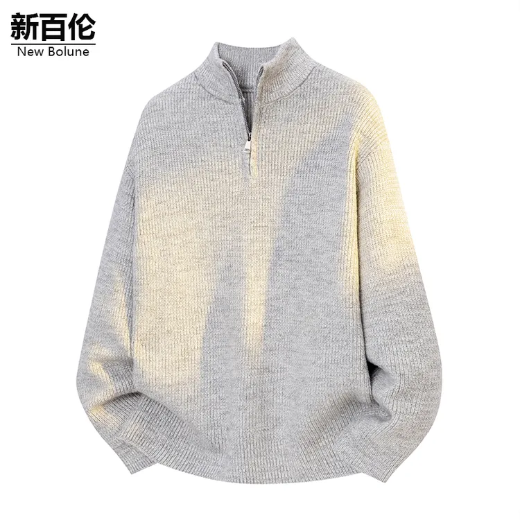 新百伦/NEW BOLUNE美式半拉链毛衣男秋季新款潮牌百搭宽松针织衫
