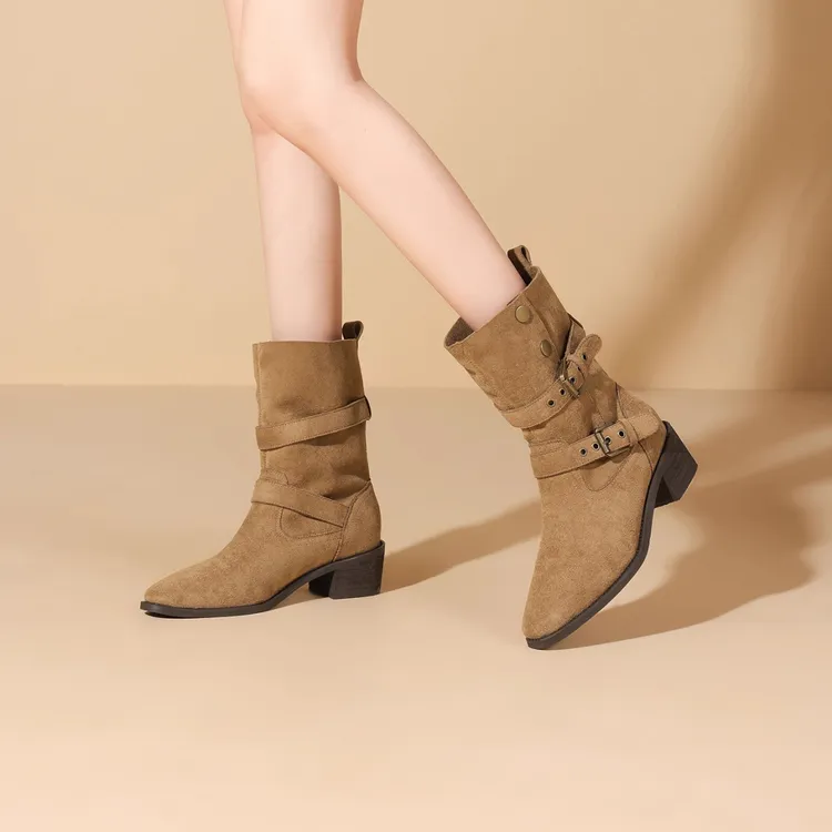 2025年秋季新款西部靴尖美拉德小个子显瘦短秋季黑小香风马丁靴