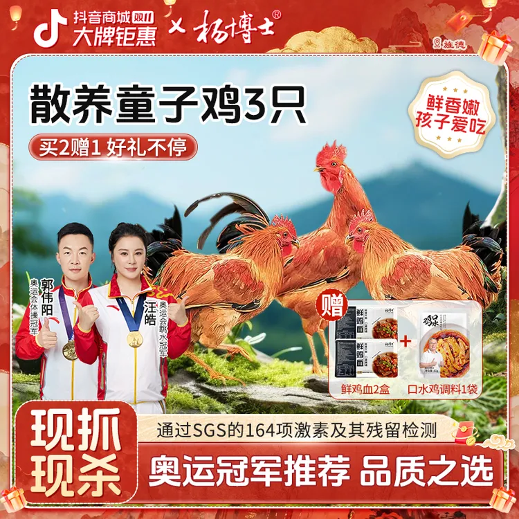 【食安放心童子鸡】杨博士深山放养低脂土鸡高蛋白鲜 包冰率不含冰