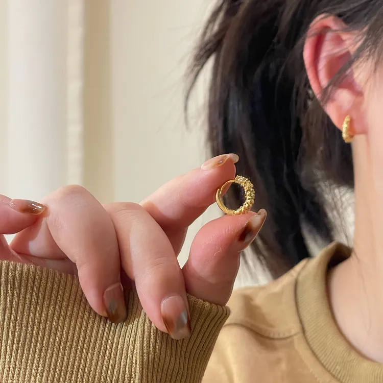 碎银子金色耳扣百搭冷淡风精致法式W796