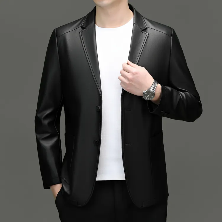 EJ 6男神真皮西装外套 商务休闲 时尚 简约稳重大气  1366