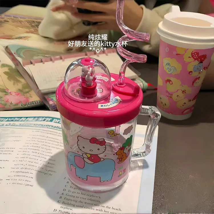 hellokitty旋转水杯子爆款2025最新款小众生日礼物送女生玻璃杯