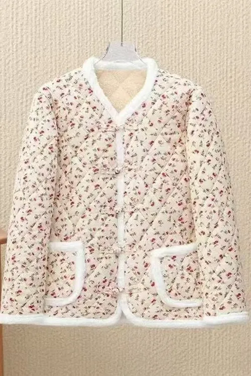 厚款盘扣半高领中式冬季女保暖棉服大棉袄棉衣复古