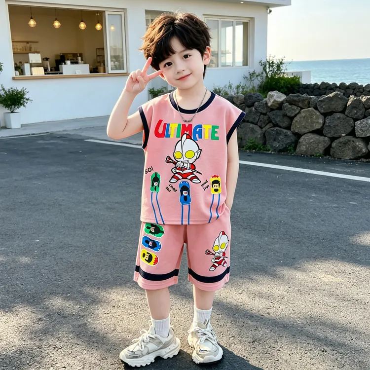 奥特曼男童夏装背心套装2026款酷帅男孩宝宝夏季薄款无袖运动衣服