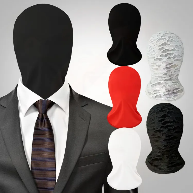 夏季透光可视全蒙脸无孔透气面罩冰丝高弹轻薄万圣节角色扮演头套