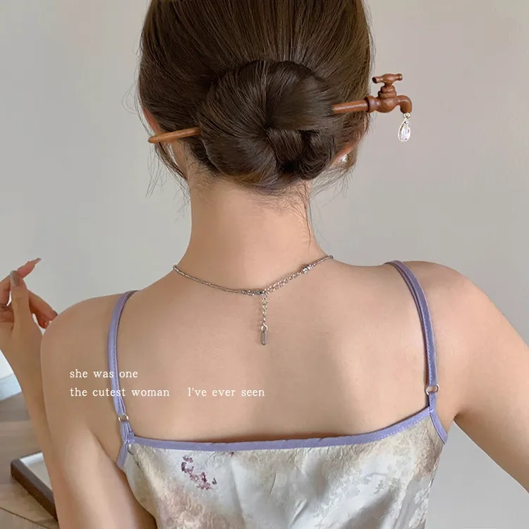 水龙头发簪女2025新款后脑勺盘头发搞怪木簪现代发钗汉服配饰头饰