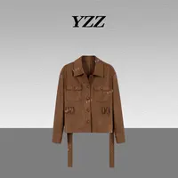 YZZ“权杖”琥珀流光收腰系带时髦休闲时尚上衣外套 680321