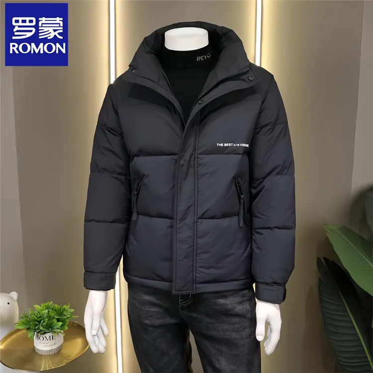 Romon/罗蒙冬季新款男士立领短款羽绒服潮流百搭时尚帅气保暖外套