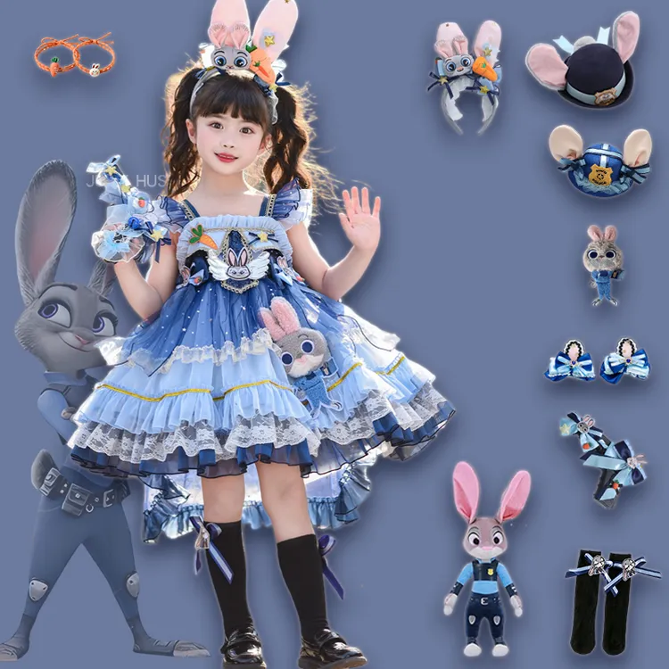 女童朱迪兔子警官洛丽塔连衣裙吊带夏季疯狂动物城生日礼服公主潮