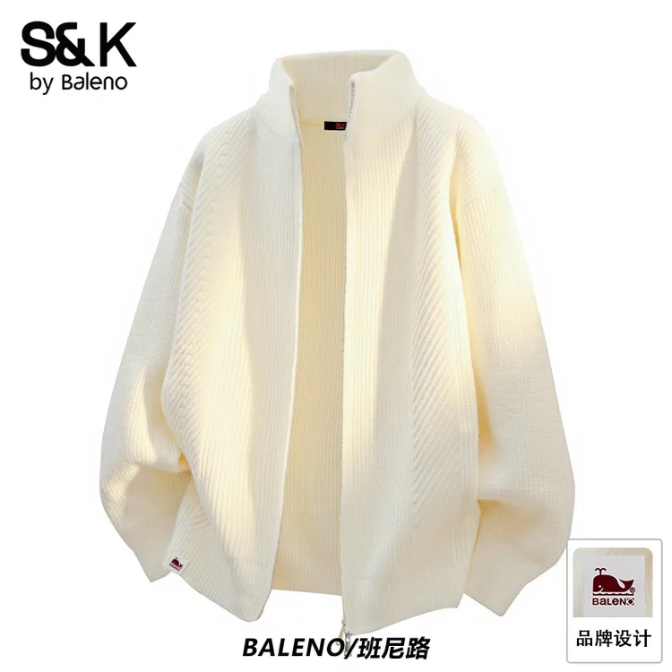 班尼路SK潮流立领软糯毛线衣开衫毛衣男士2025秋冬新款针织衫上衣