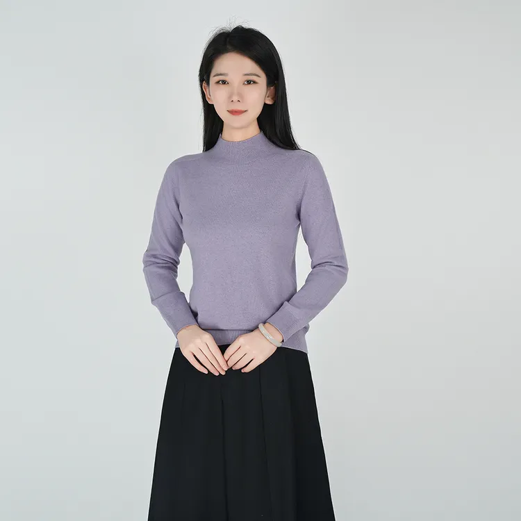 国风中式秋季休闲舒适亲肤长袖新款短款套头针织上衣WH05006957