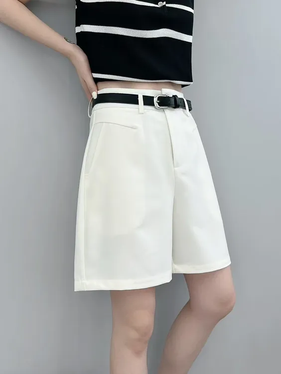 《木兮木》2025新款腰头刺绣女款夏天四分百搭薄款宽松显瘦直筒裤