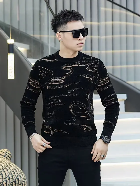 圆领针织厚款烫钻冬季毛衣针织衫网红休闲百搭时尚长袖加厚秋冬