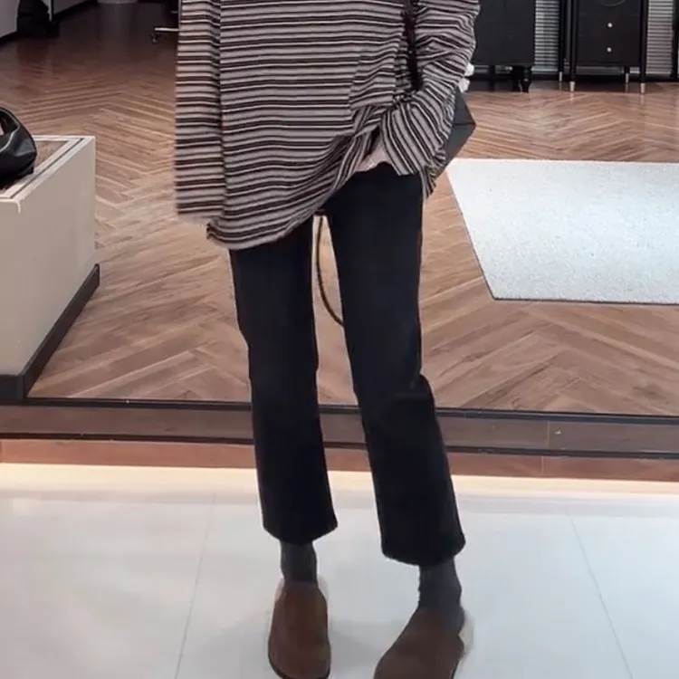 萱贝纯高腰百搭显瘦直筒牛仔裤女2025秋季新款时尚洋气九分烟管裤