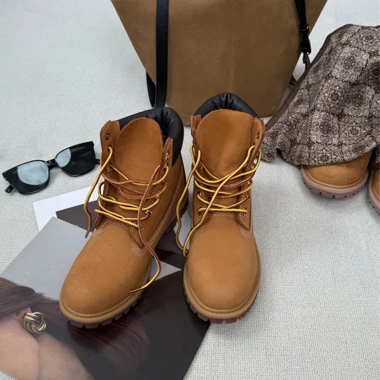 高帮经典情侣大黄靴百搭时尚休闲真皮靴欧美时尚复古防水英伦风09