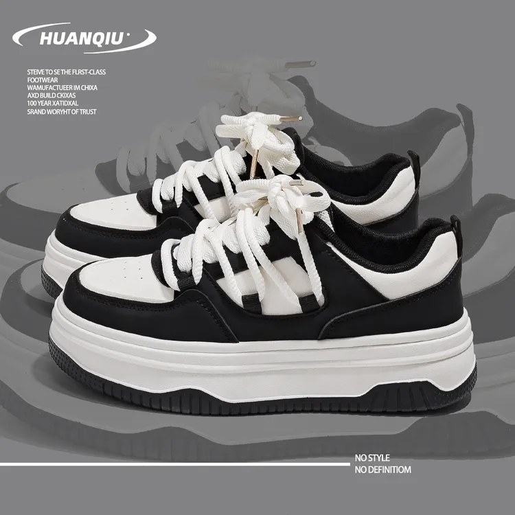 环球黑白熊猫板鞋女春季2025新款chic百搭鞋子小众厚底运动小白鞋