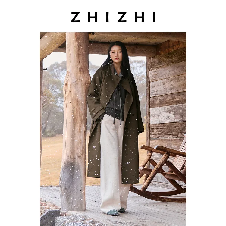 【悠然系列】致知 应景乐 宽松立领羊毛大衣女廓形25新ZZ2EWWWT007