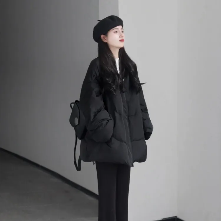蒙口联名黑色高级感韩系羽绒服女款冬季2025新款小个子保暖面包服