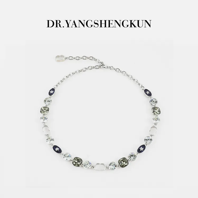 黄铜仿水晶项链 欧美风猪鼻子星星锁骨链高级感项链B2592501