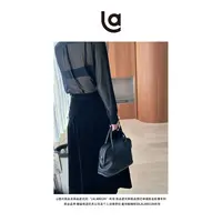 La La Begin"灼灼"雪纺手工拼布微透衬衣
