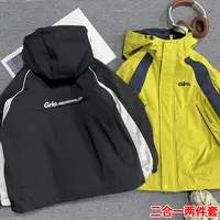 男童秋季二合一连帽外套新款中大童秋冬加厚棉服两件套MT68219
