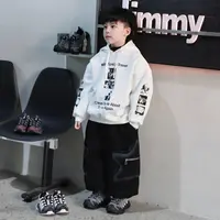 Jimmy妈童装【摩登音律】冬季新款儿童美式印花街头风加绒连帽卫衣