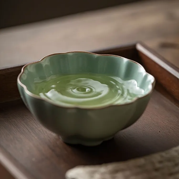 天青汝窑开片青莲茶杯汝瓷功夫茶具主人杯个人杯陶瓷普洱茶品茗杯