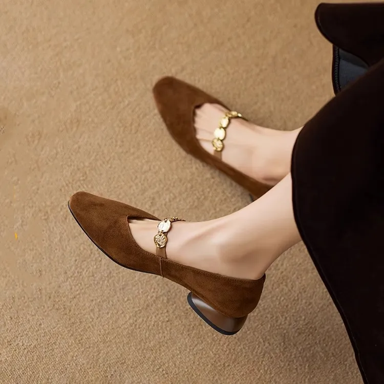 巨好看软皮方头玛丽珍鞋女2025年新款舒适春秋百搭粗低跟浅口单鞋