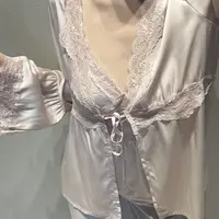 「柔丝缎语梦」冰丝吊带带胸垫可拆卸睡衣性感舒适家居服套装三件套