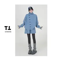 现货【宠溺绒冬】冬季高领开衫毛衣两件套女针织裙套装61430