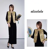 alicelulu 秋装国风优雅立领盘扣串珠重工女装套装S2144821W-2