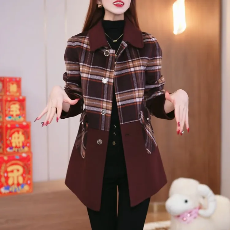 中长款双面穿羊毛毛呢显瘦外套2025春秋新款洋气收腰气质大码上衣