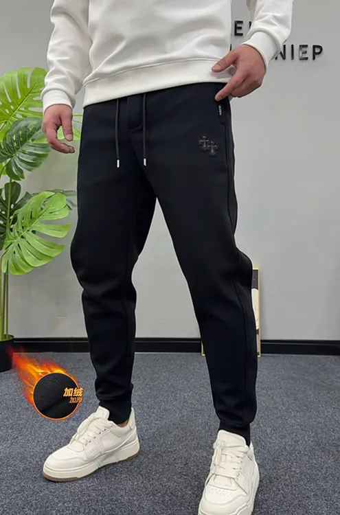 5535秋冬加绒加厚小脚卫裤男士修身时尚百搭弹力休闲运动束脚裤男