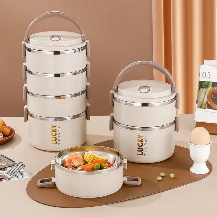 不锈钢便当盒大容量多层双层饭盒带盖上班族小学生便携密封餐盒子