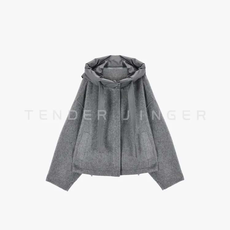 Tender Jinger｜线下专供 羽绒连帽双面呢休闲短外套T54TUZ50349